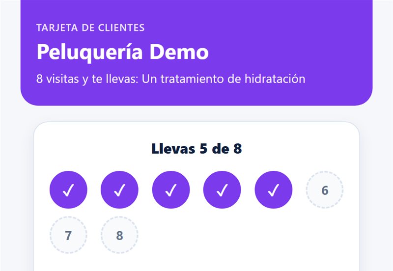 Tarjeta de sellos digital de una peluquería de demostración